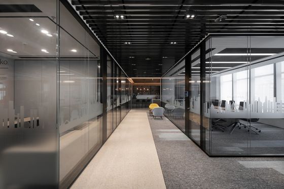 Dayanıklı sökülebilir cam bölmeler Çift cam modüler ofis cam bölme duvarları